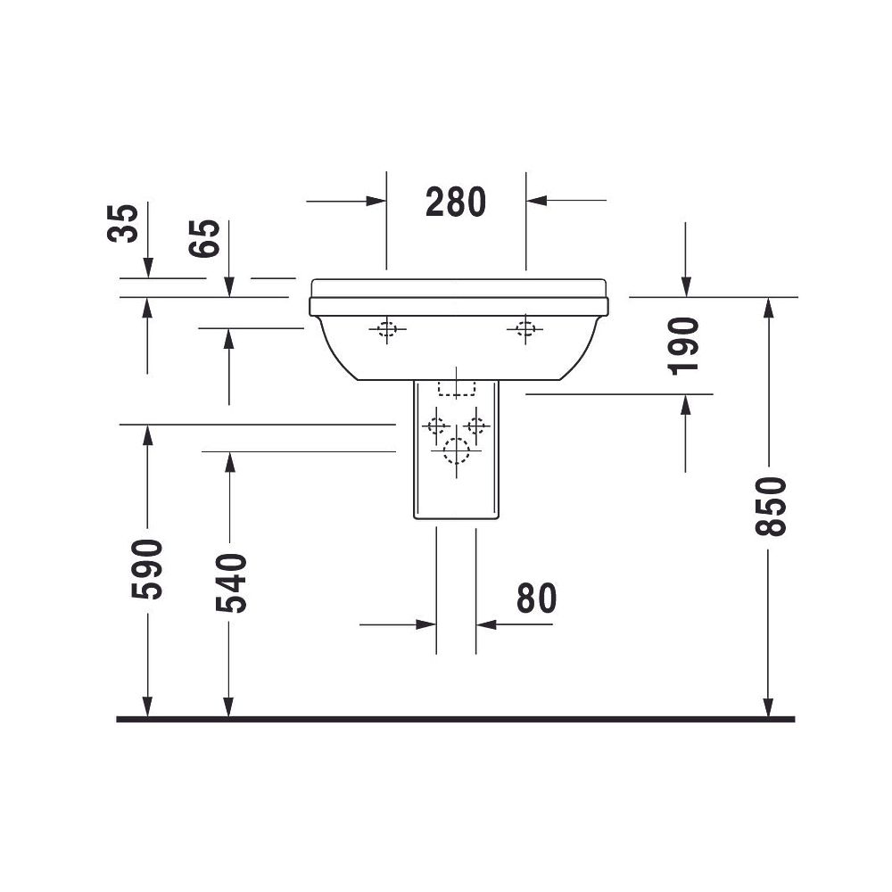 Duravit Starck 3 Waschtisch 450x600x225mm wandhäng., Weiß Hochglanz, Rechteckig, 1... DURAVIT-0300600000 4021534222825 (Abb. 11)