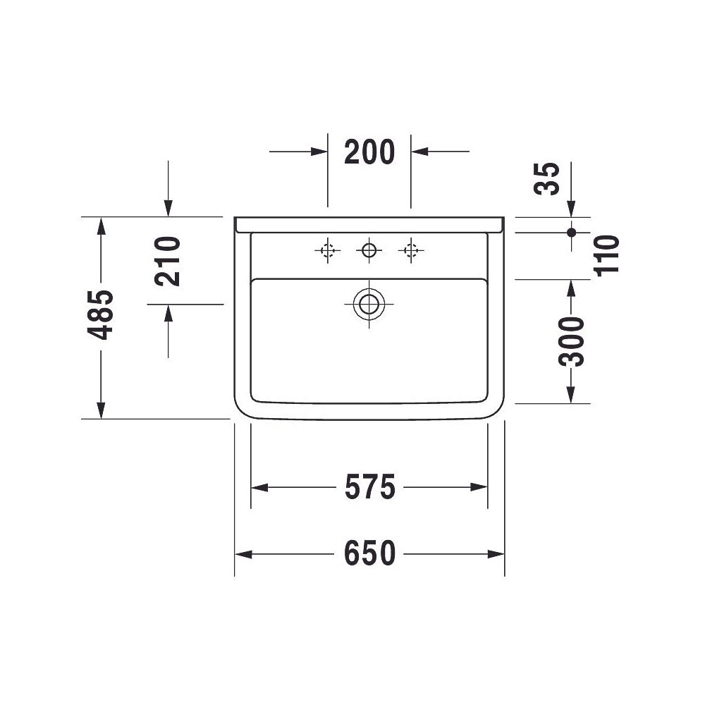Duravit Starck 3 Waschtisch 485x650x235mm wandhäng., Weiß Hochglanz, Rechteckig, 1... DURAVIT-0300650000 4021534222788 (Abb. 10)