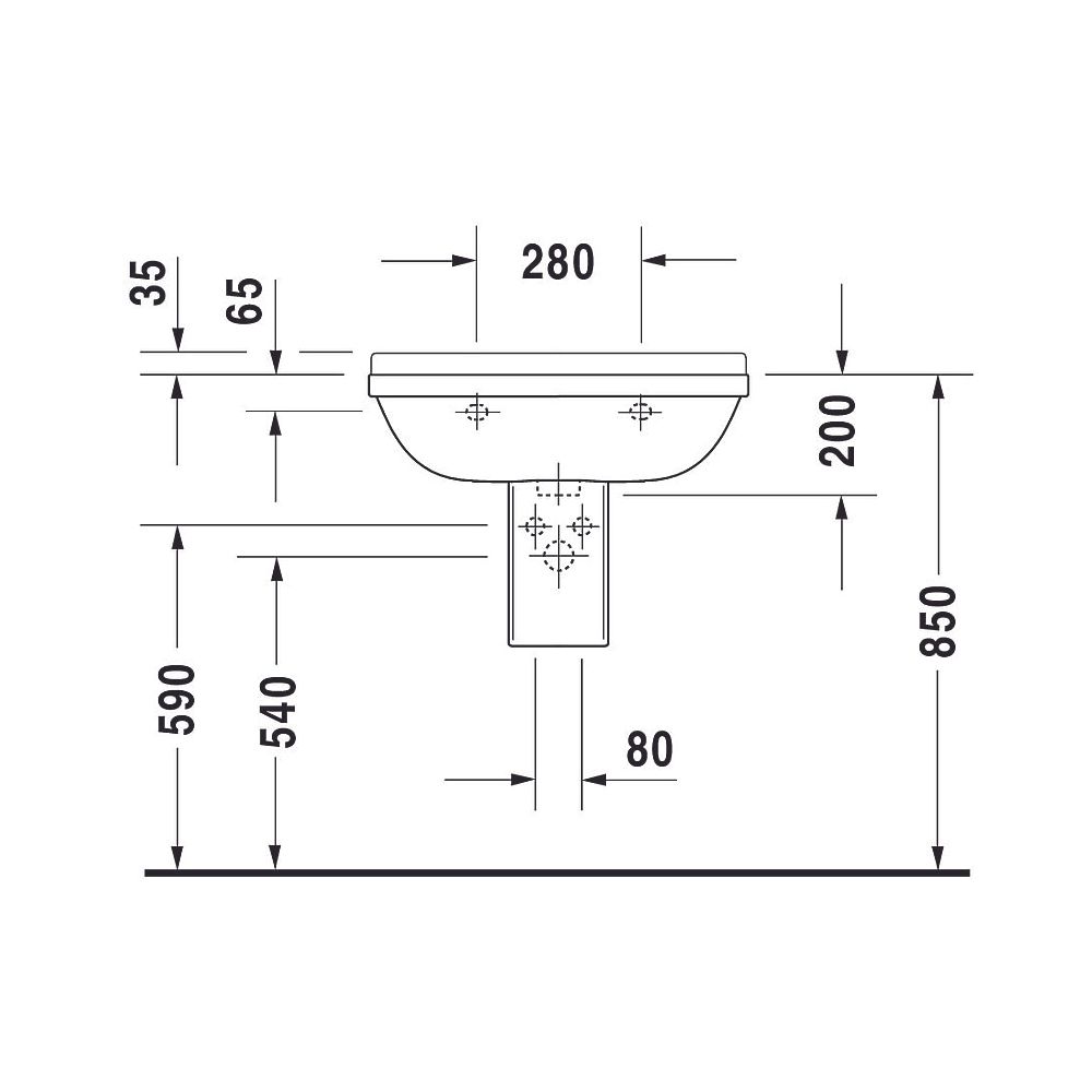 Duravit Starck 3 Waschtisch 485x650x235mm wandhäng., Weiß Hochglanz, Rechteckig, 1... DURAVIT-0300650000 4021534222788 (Abb. 12)