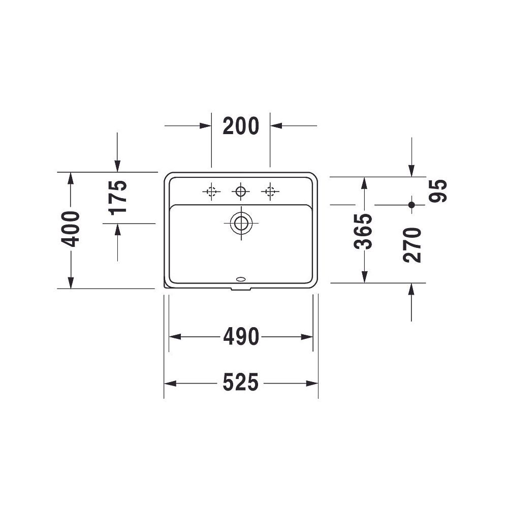 Duravit Starck 3 Einbauwaschtisch 400x525x190mm, Weiß Hochglanz, WonderGliss, mit ... DURAVIT-03024900001 4021534223341 (Abb. 3)