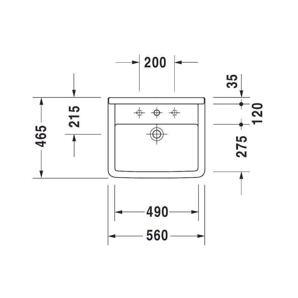 Duravit Starck 3 Einbauwaschtisch 465x560x230mm, Weiß Hochglanz, mit HLB/Überlauf, ... DURAVIT-0302560000 4021534223297 (Abb. 2)