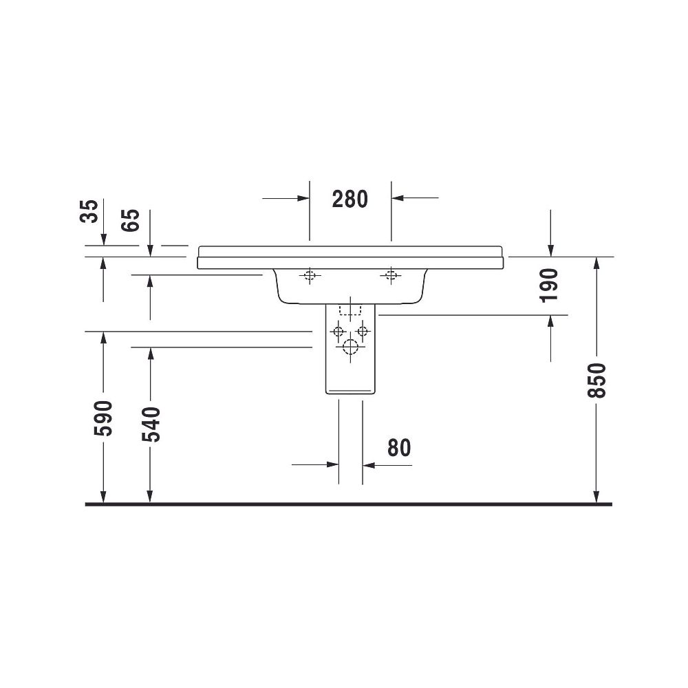 Duravit Starck 3 Waschtisch 485x1050x225mm, WonderGliss, Weiß Hochglanz, Rechtecki... DURAVIT-03041000001 4021534223440 (Abb. 5)