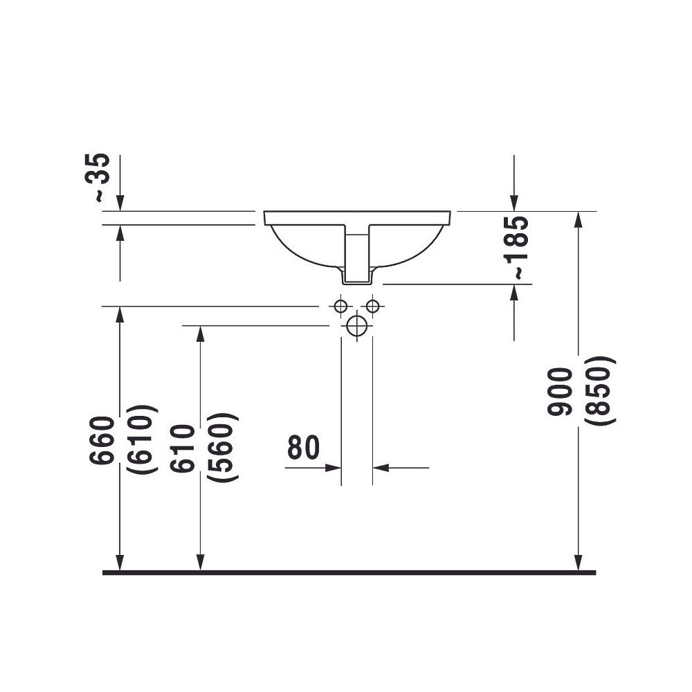 Duravit Starck 3 Einbauwaschtisch 465x465x185mm, Weiß Hochglanz, ohne HLB, mit Über... DURAVIT-0305430000 4021534812224 (Abb. 3)