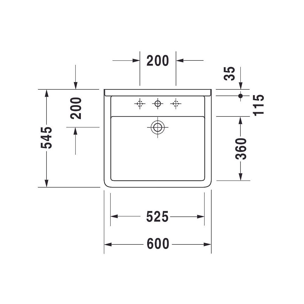 Duravit Starck 3 Waschtisch 545x600x200mm wandh. Weiß Hochglanz, Rechteckig, Wonde... DURAVIT-03096000001 4021534318238 (Abb. 2)