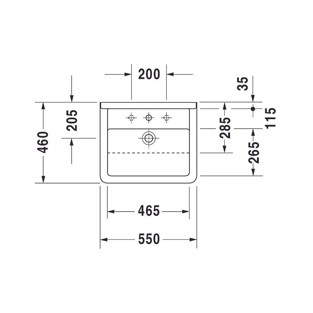 Duravit Starck 3 Halbeinbauwaschtisch 460x550x220mm, Weiß Hochglanz, 1 HL, mit Über... DURAVIT-0310550000 4021534258343 (Abb. 2)