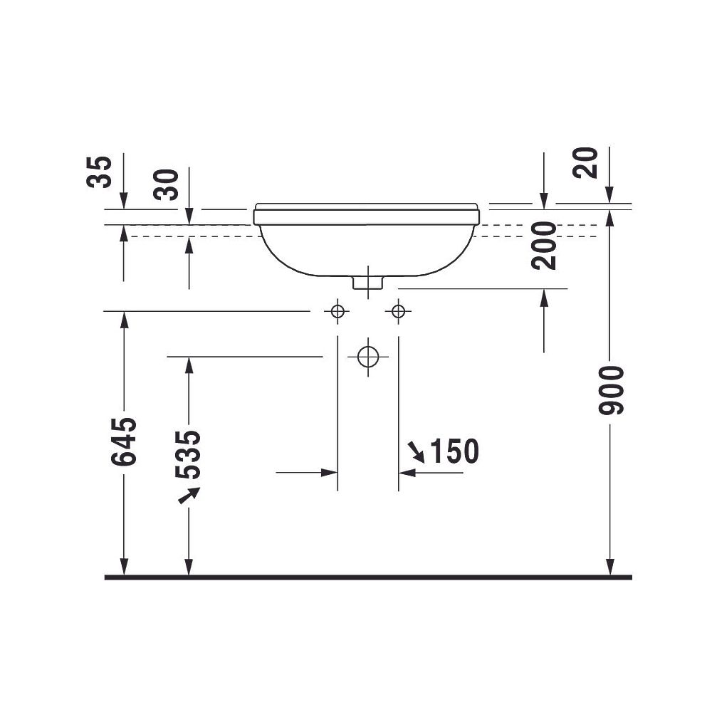 Duravit Starck 3 Halbeinbauwaschtisch 460x550x220mm, Weiß Hochglanz, 1 HL, mit Über... DURAVIT-0310550000 4021534258343 (Abb. 4)