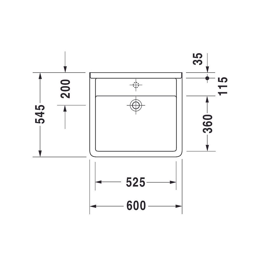 Duravit Starck 3 Waschtisch 545x600x200mm wandh. Weiß Hochglanz, Rechteckig, 1 Wasc... DURAVIT-0312600000 4021534346736 (Abb. 2)