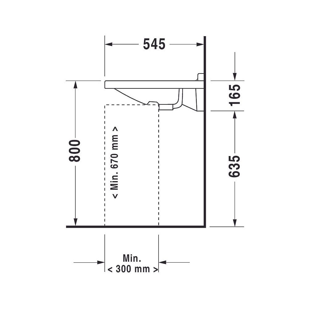 Duravit Starck 3 Waschtisch 545x600x200mm wandh. Weiß Hochglanz, Rechteckig, 1 Wasc... DURAVIT-0312600000 4021534346736 (Abb. 3)