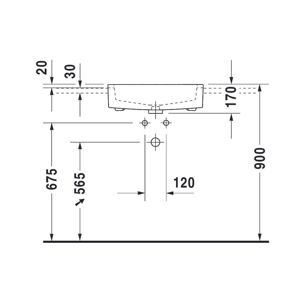 Duravit Vero Halbeinbauwaschtisch 470x550x170mm, Weiß Hochglanz, 1 HL, mit Überlauf... DURAVIT-0314550000 4021534484452 (Abb. 2)
