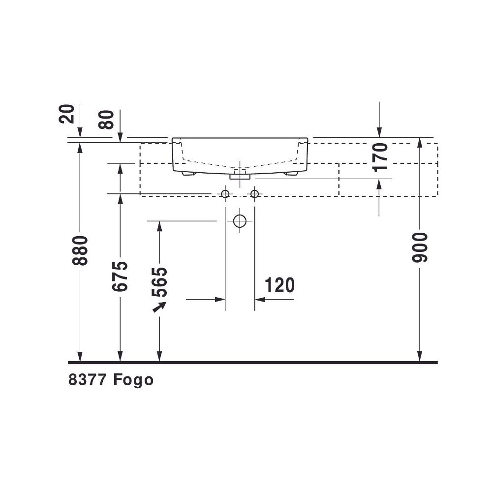 Duravit Vero Halbeinbauwaschtisch 470x550x170mm, Weiß Hochglanz, 1 HL, mit Überlauf... DURAVIT-0314550000 4021534484452 (Abb. 3)