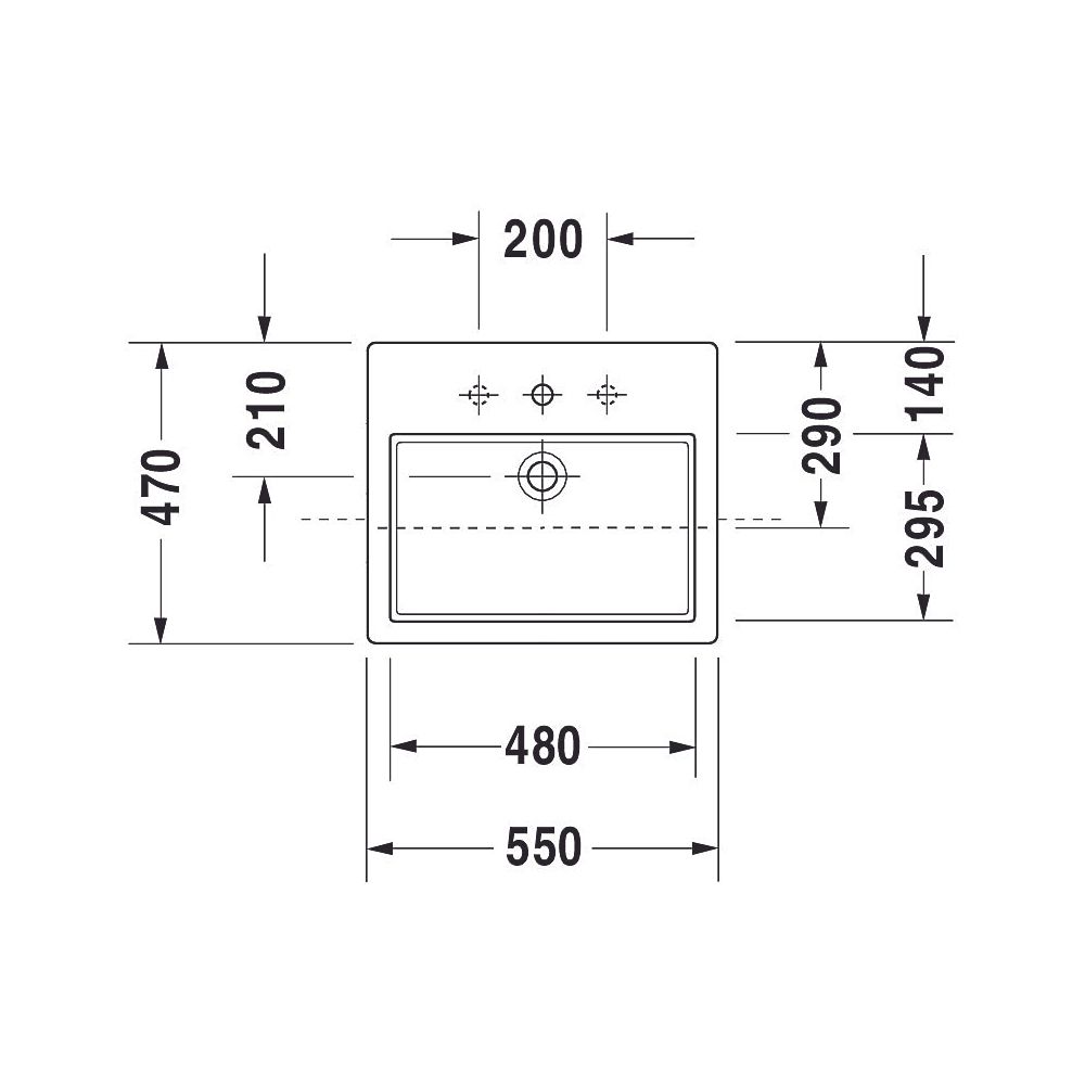 Duravit Vero Halbeinbauwaschtisch 470x550x170mm, Weiß Hochglanz, 1 HL, mit Überlauf... DURAVIT-0314550000 4021534484452 (Abb. 4)