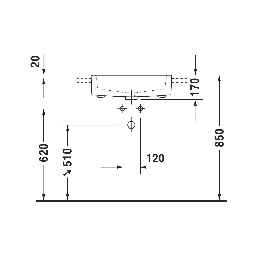 Duravit Vero Halbeinbauwaschtisch 470x550x170mm, Weiß Hochglanz, 1 HL, mit Überlauf... DURAVIT-0314550000 4021534484452 (Abb. 5)