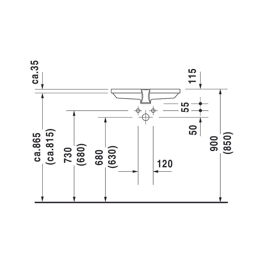 Duravit Design Classics Einbauwaschtisch 380x525x115mm, Weiß Hochglanz, WonderGlis... DURAVIT-03165300001 4021534310942 (Abb. 5)
