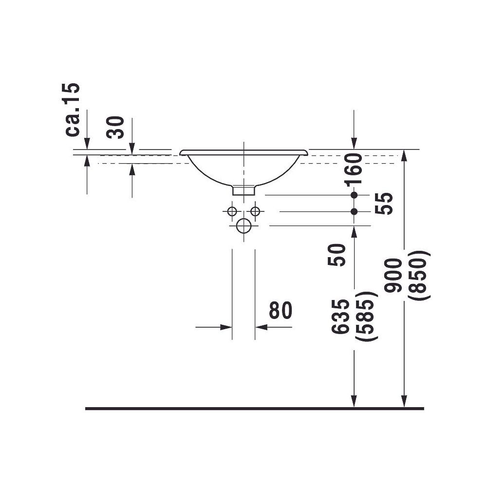 Duravit Architec Einbauwaschtisch 450x450x160mm, Weiß Hochglanz, ohne HLB/Überlauf,... DURAVIT-0318450000 4021534298172 (Abb. 3)