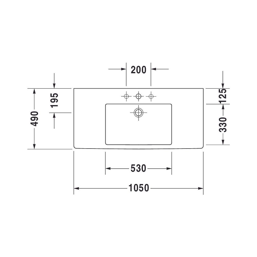 Duravit Vero Waschtisch 490x1050x170mm, WonderGliss, Weiß Hochglanz, Rechteckig, 1... DURAVIT-03291000001 4021534317460 (Abb. 7)