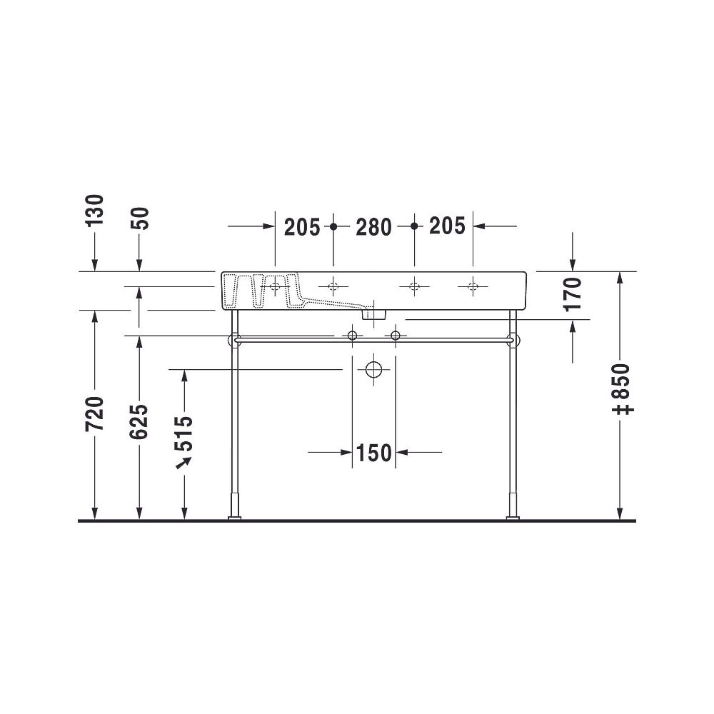 Duravit Vero Waschtisch 490x1050x170mm, WonderGliss, Weiß Hochglanz, Rechteckig, 1... DURAVIT-03291000001 4021534317460 (Abb. 9)