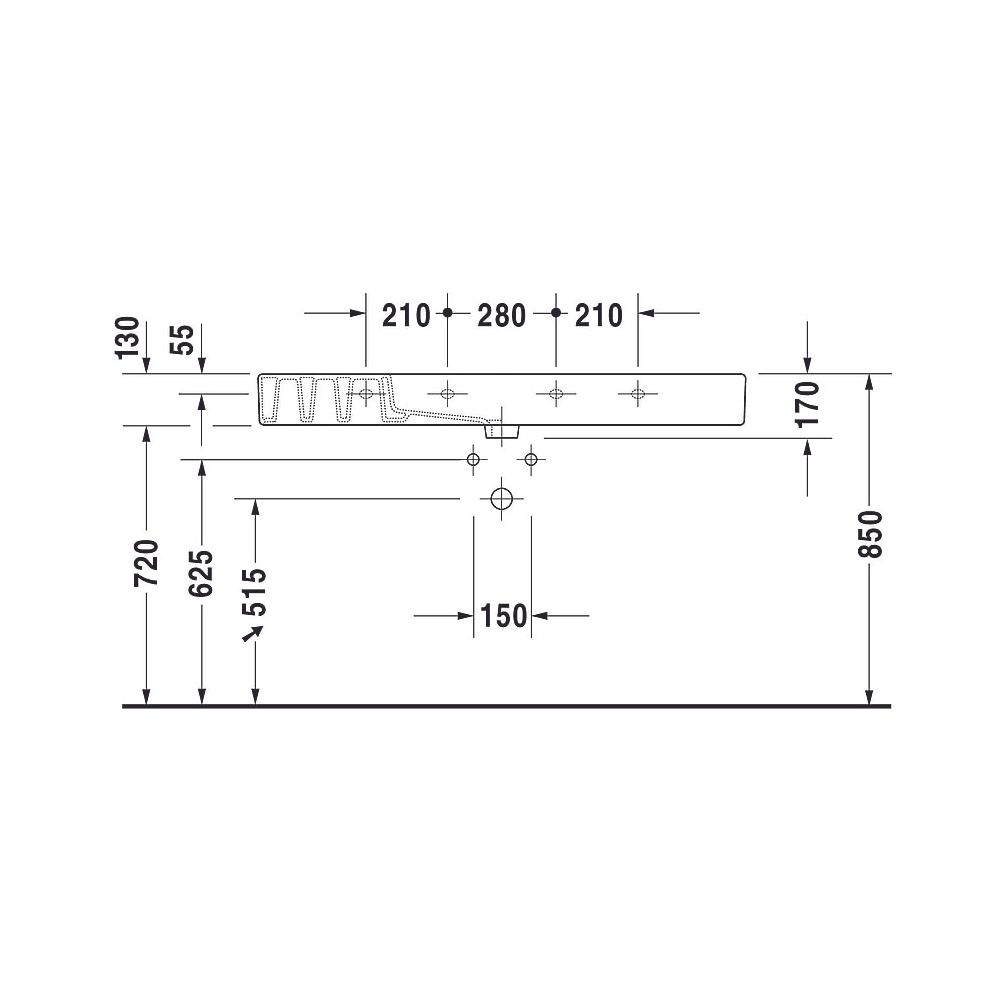 Duravit Vero Waschtisch 490x1250x170mm, WonderGliss, Weiß Hochglanz, Rechteckig, 1... DURAVIT-03291200001 4021534317507 (Abb. 9)