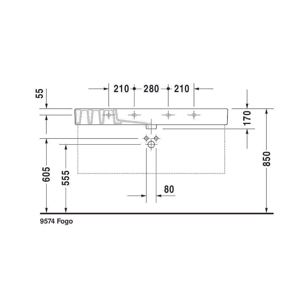 Duravit Vero Waschtisch 490x1250x170mm, WonderGliss, Weiß Hochglanz, Rechteckig, ... DURAVIT-03291200001 4021534317507 (Abb. 10)