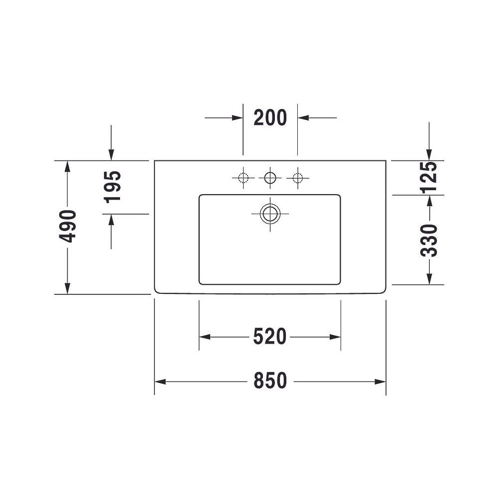 Duravit Vero Waschtisch 490x850x170mm, Weiß Hochglanz, Rechteckig, 1 Waschplatz/HL ... DURAVIT-0329850000 4021534317415 (Abb. 8)