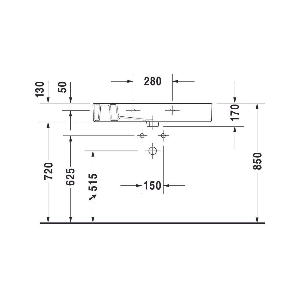 Duravit Vero Waschtisch 490x850x170mm, Weiß Hochglanz, Rechteckig, 1 Waschplatz/HL ... DURAVIT-0329850000 4021534317415 (Abb. 9)