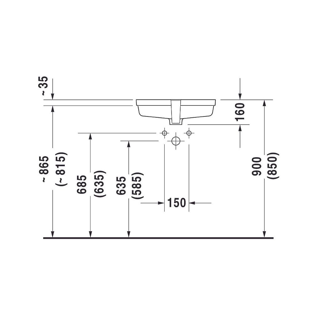 Duravit Vero Einbauwaschtisch 315x485x160mm, Weiß Hochglanz, ohne HLB, mit Überlauf... DURAVIT-0330480000 4021534317682 (Abb. 7)