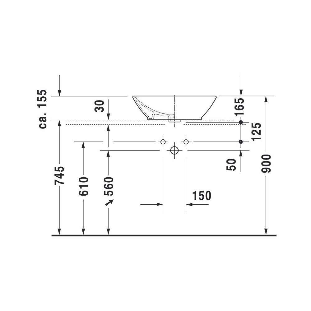 Duravit Design Classics Aufsatzbecken 550mm Weiß Hochglanz, rechteckig ohne HLB, mi... DURAVIT-0334520000 4021534333644 (Abb. 9)