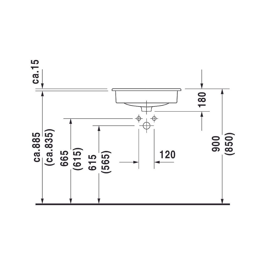Duravit D-Code Einbauwaschtisch 435x545x195mm, Weiß Hochglanz, mit HLB/Überlauf, 1... DURAVIT-0337540000 4021534344077 (Abb. 10)