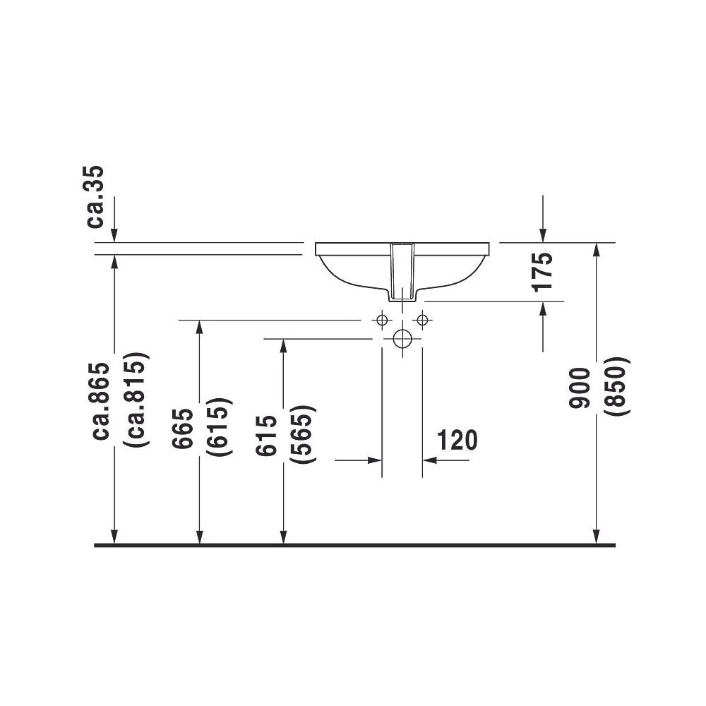 Duravit D-Code Einbauwaschtisch 290x495x210mm, Weiß Hochglanz, ohne HLB, mit Überla... DURAVIT-0338490000 4021534344084 (Abb. 7)