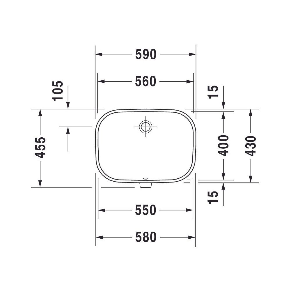 Duravit D-Code Einbauwaschtisch 430x560x210mm, Einbau von unten, Weiß Hochglanz, oh... DURAVIT-0338560000 4021534457852 (Abb. 8)