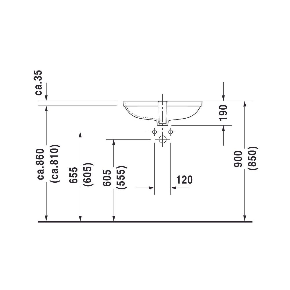 Duravit D-Code Einbauwaschtisch 430x560x210mm, Einbau von unten, Weiß Hochglanz, oh... DURAVIT-0338560000 4021534457852 (Abb. 9)