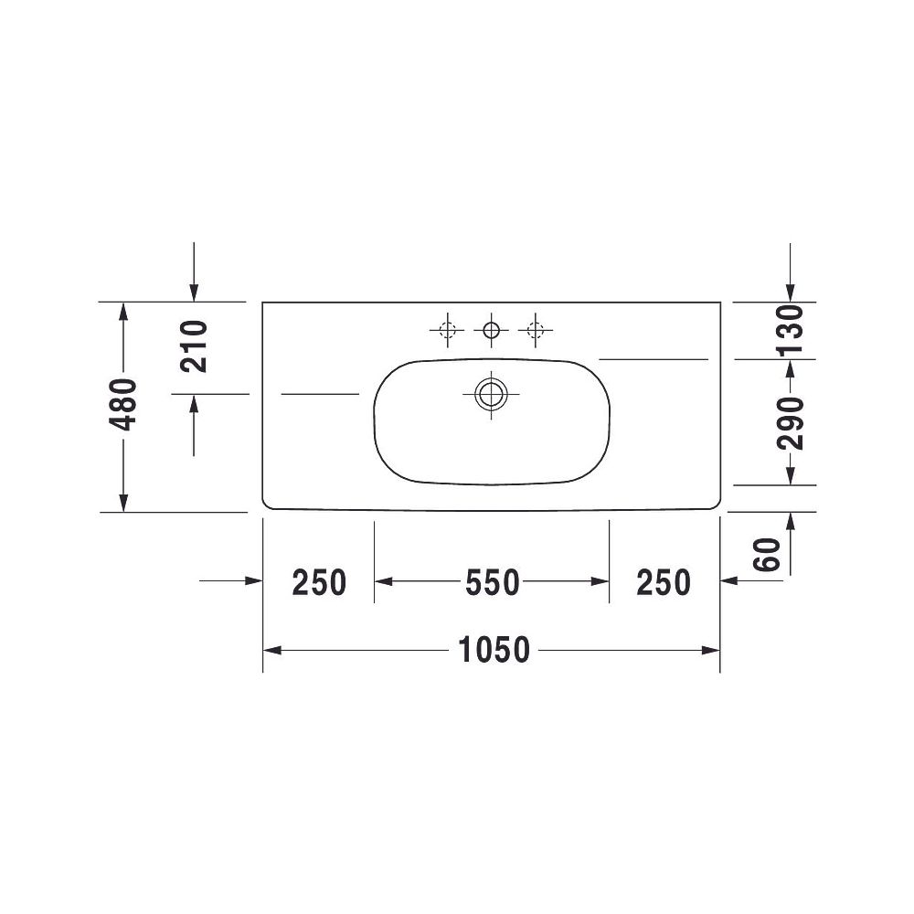 Duravit D-Code Waschtisch 480x1050x180mm, Weiß Hochglanz, Rechteckig, 1 Waschplat... DURAVIT-03421000002 4021534457920 (Abb. 11)