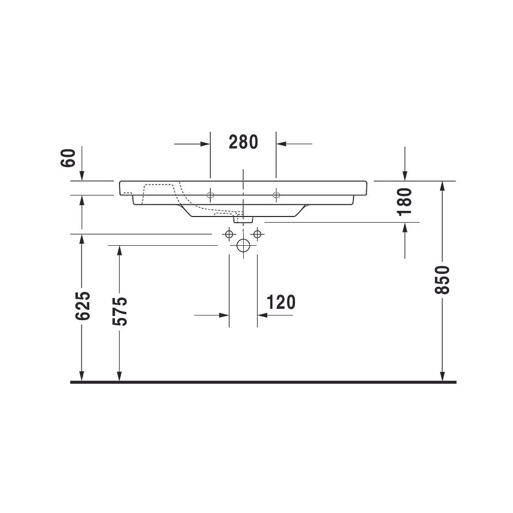 Duravit D-Code Waschtisch 480x1050x180mm, Weiß Hochglanz, Rechteckig, 1 Waschplat... DURAVIT-03421000002 4021534457920 (Abb. 12)