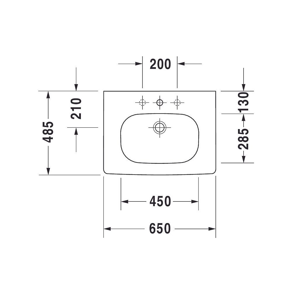Duravit D-Code Waschtisch 485x650x175mm, Weiß Hochglanz, Rechteckig, 1 Waschplatz/... DURAVIT-03426500002 4021534822407 (Abb. 9)