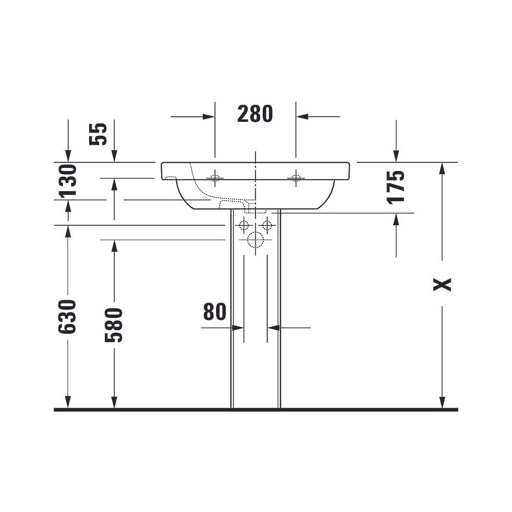 Duravit D-Code Waschtisch 485x650x175mm, Weiß Hochglanz, Rechteckig, 1 Waschplatz... DURAVIT-03426500002 4021534822407 (Abb. 10)