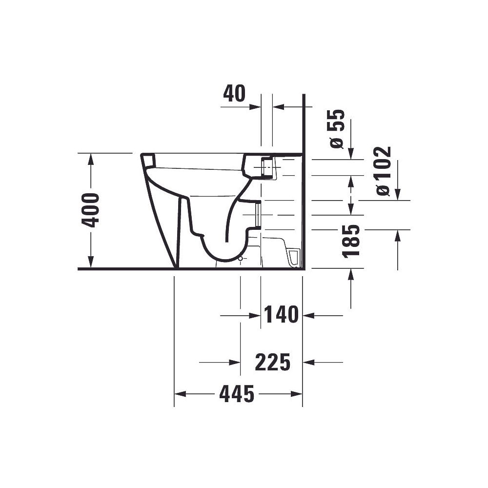 Duravit Happy D.2 Stand WC 570x365x400mm, Weiß HG, Back to wall, 4,5/3l, Tiefspüler... DURAVIT-2159090000 4021534856105 (Abb. 9)