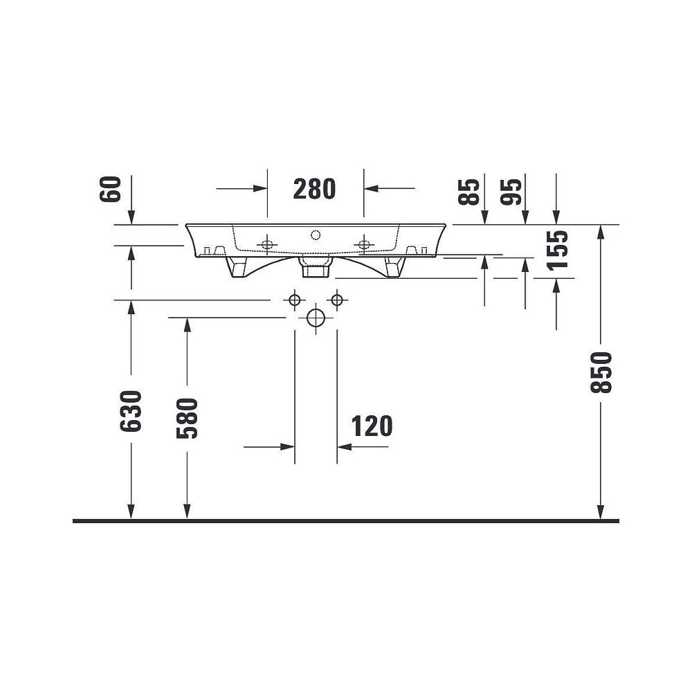 Duravit White Tulip Waschtisch 490x750x155mm, WonderGliss, Weiß Hochglanz, Rechtec... DURAVIT-23637500601 4053424913629 (Abb. 7)