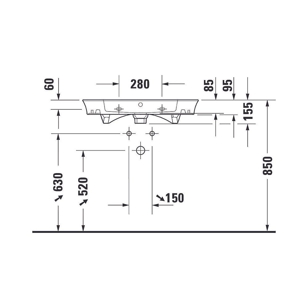 Duravit White Tulip Waschtisch 490x750x155mm, WonderGliss, Weiß Hochglanz, Rechtec... DURAVIT-23637500601 4053424913629 (Abb. 8)
