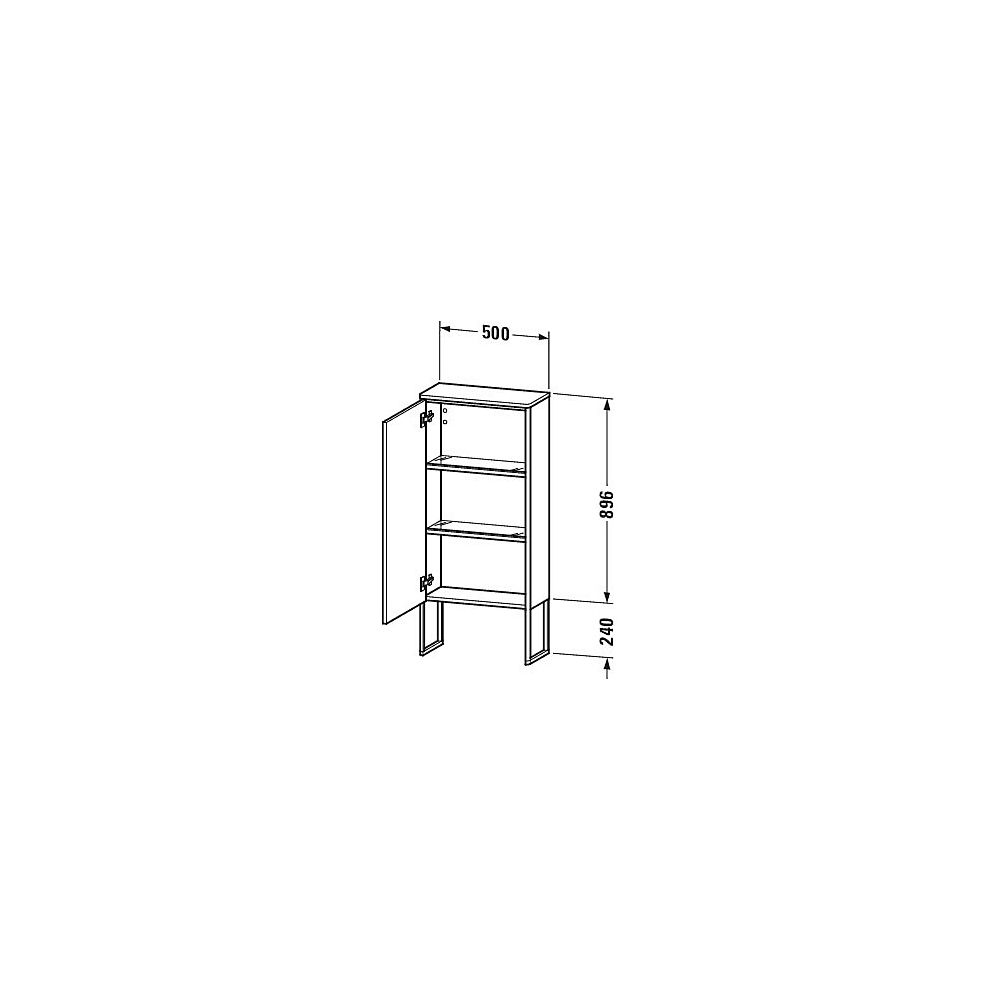 Duravit XSquare Halbhochschrank Dekor 236x500x1136mm Weiß SM, 1 Tür R 2 Glas-FB mi... DURAVIT-XS1304R8484 4067116063936 (Abb. 2)