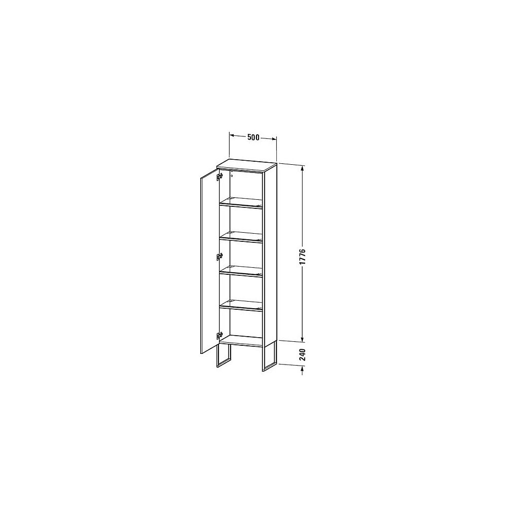 Duravit XSquare Hochschrank Dekor 356x500x2016mm Schwarz HG, 1 Tür R, Grifflos, 4 ... DURAVIT-XS1314R4040 4053424574189 (Abb. 2)