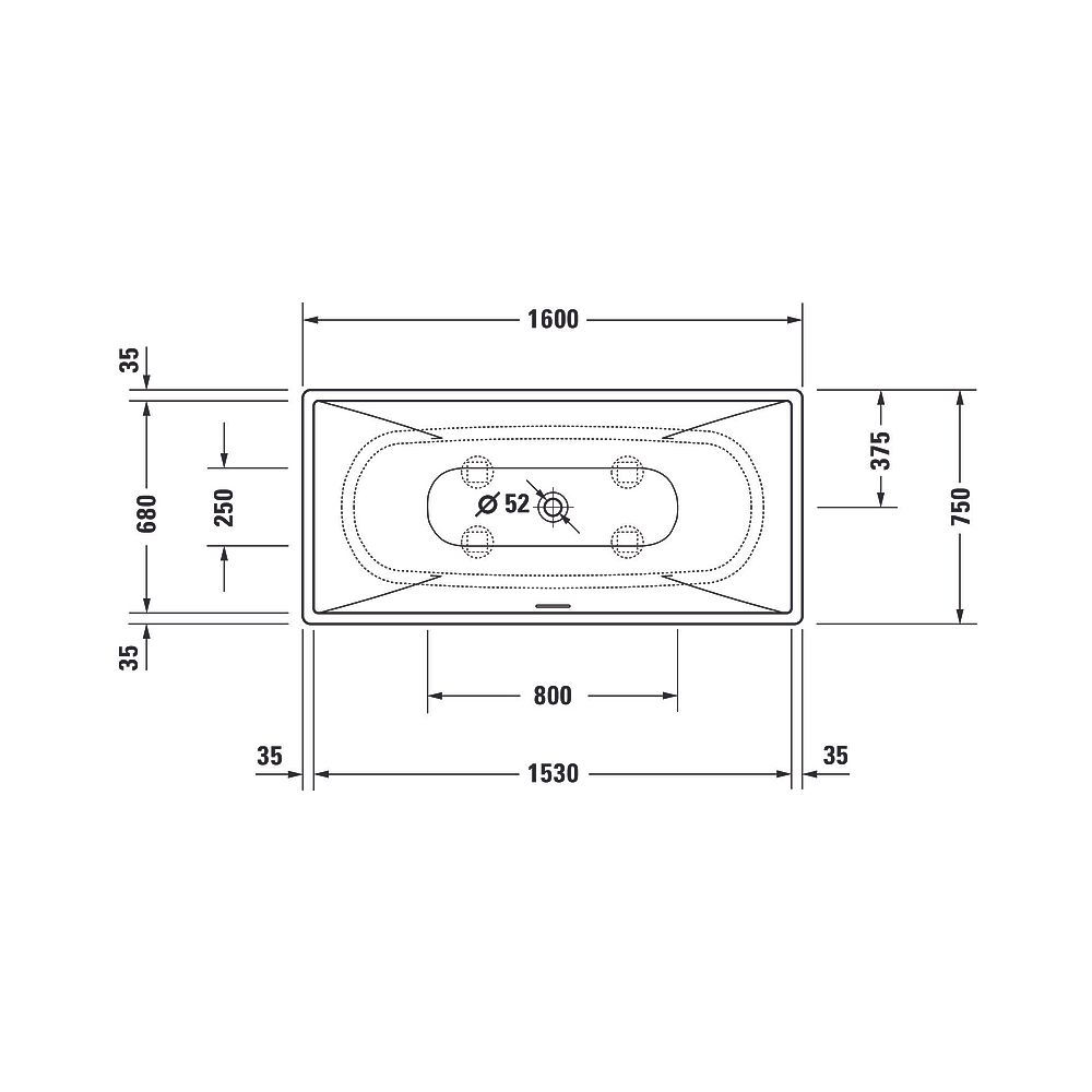 Duravit DuraSquare Badewanne 485x750x1600mm, 160l, Mattweiß, Rechteckig, Freis... DURAVIT-700460000000000 4063382014276 (Abb. 2)