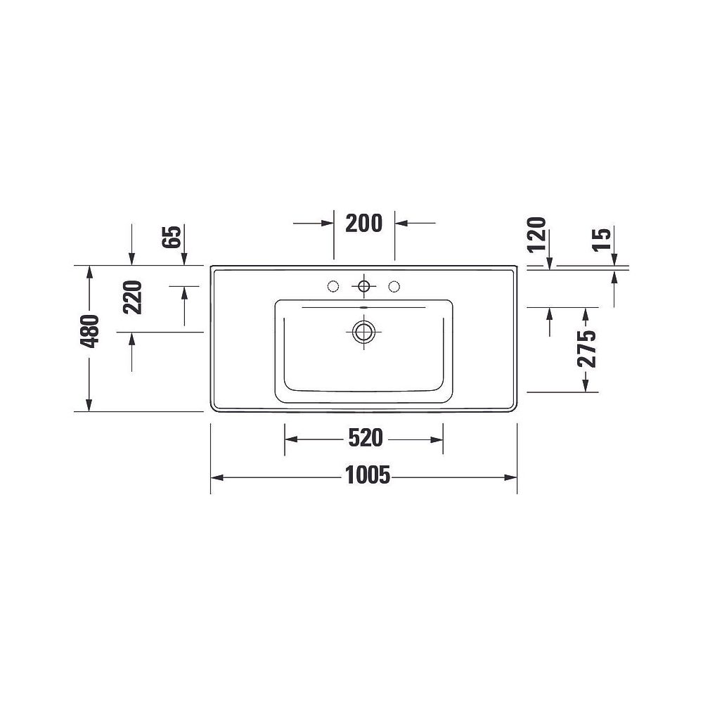 Duravit D-Neo Waschtisch 480x1005x160mm wandhäng., Weiß Hochglanz, Rechteckig, 1 Wa... DURAVIT-2367100000 4063382016096 (Abb. 9)