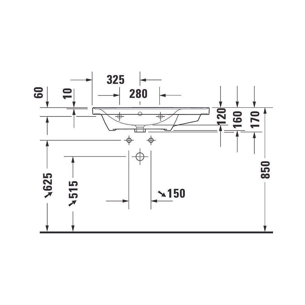 Duravit D-Neo Waschtisch 480x800x165mm, Weiß Hochglanz, Rechteckig, 1 Waschplatz L,... DURAVIT-2369800060 4063382016805 (Abb. 6)