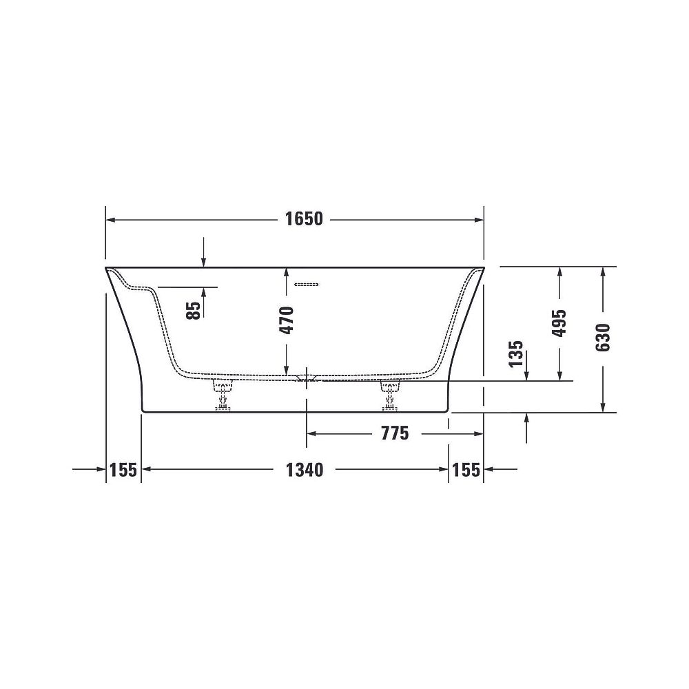 Duravit Cape Cod Badewanne 495x780x1650mm, Mattweiß, Oval, Freistehend, 2 Rück... DURAVIT-700459000000000 4063382014283 (Abb. 8)