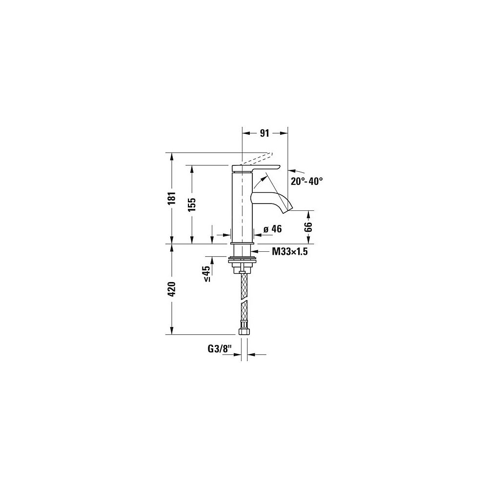Duravit C.1 Einhebel-Waschtischmischer S, Chrom, 5l/min, Hebelgriff, Ausladung 9... DURAVIT-C11010002010 7612158491017 (Abb. 59)