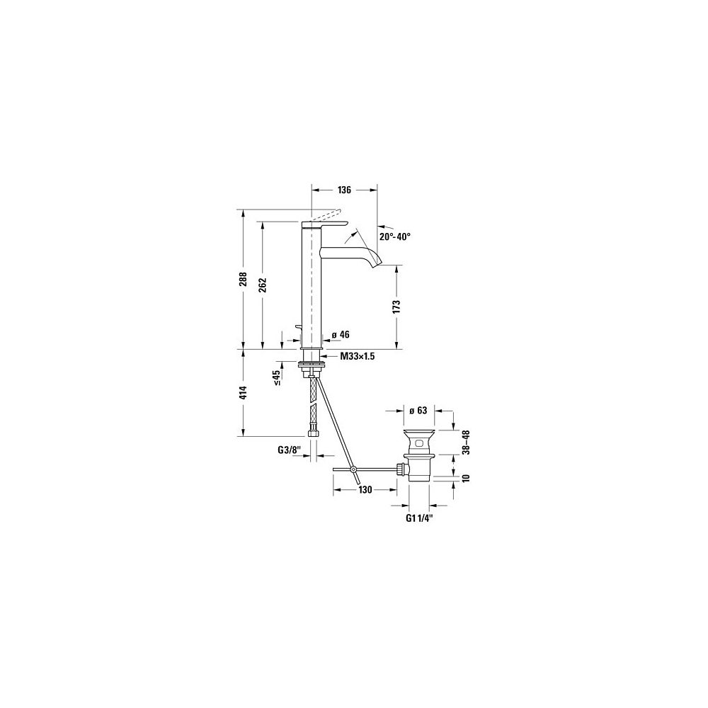 Duravit C.1 Einhebel-Waschtischmischer L, Chrom, 5l/min, Hebelgriff, mit Garnitu... DURAVIT-C11030001010 7612158491338 (Abb. 29)