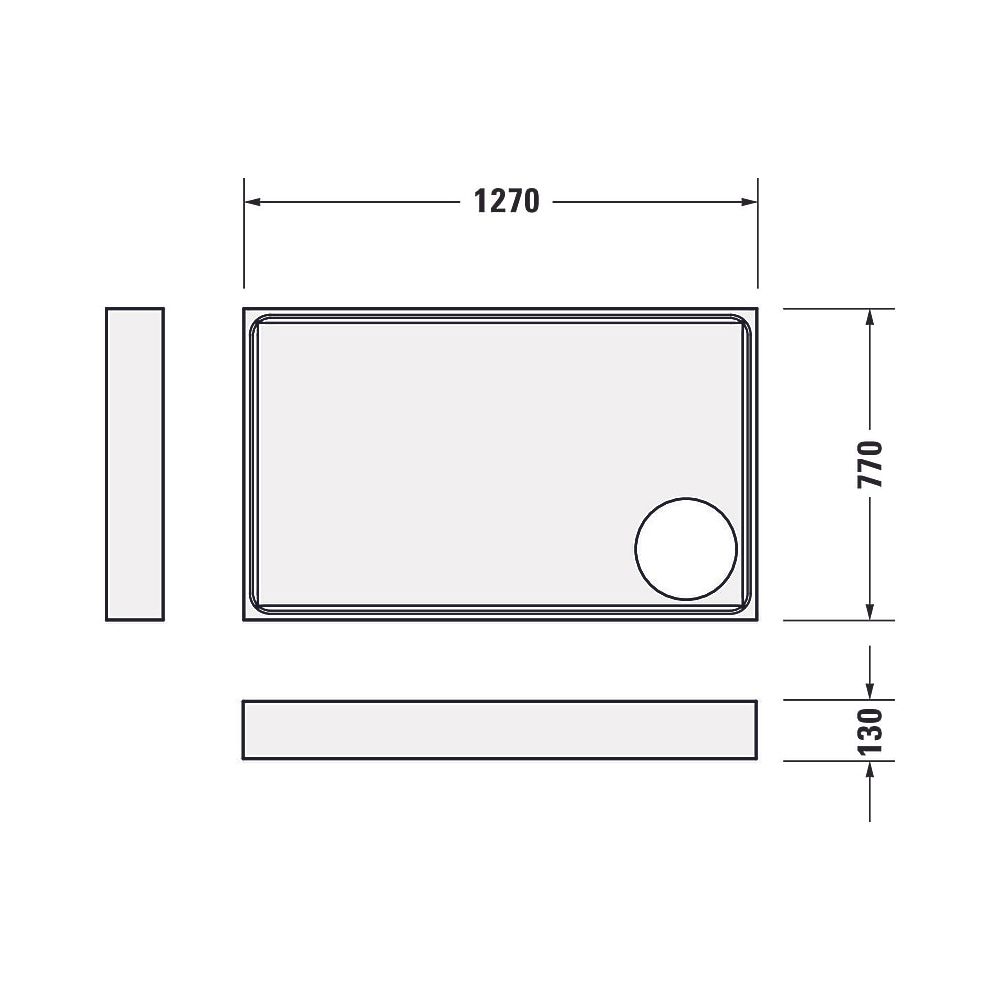 Duravit Starck Slimline Duschwanne 800x1300x60mm, Rechteckig, Weiß glänzend, a... DURAVIT-720235000000000 4053424689081 (Abb. 3)
