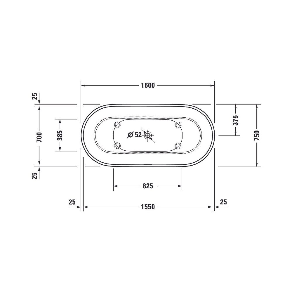 Duravit Luv Badewanne 615x750x1600mm, 165l, Mattweiß, Oval, Freistehend, 2 Rü... DURAVIT-700461000000000 4063382014269 (Abb. 10)