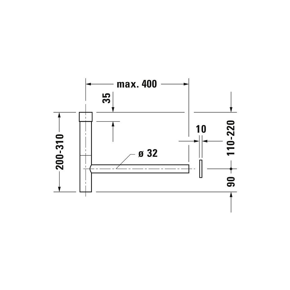 Duravit Universal Designsiphon Chrom poliert, Messing, waagerecht, geeignet für Wa... DURAVIT-0050361000 4021534170133 (Abb. 45)