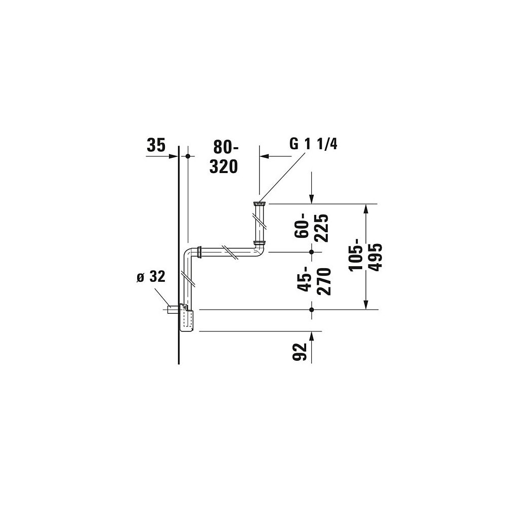 Duravit Universal Raumsparsiphon Kunststoff 1 1/4", Weiß... DURAVIT-0050760000 4053424328256 (Abb. 5)