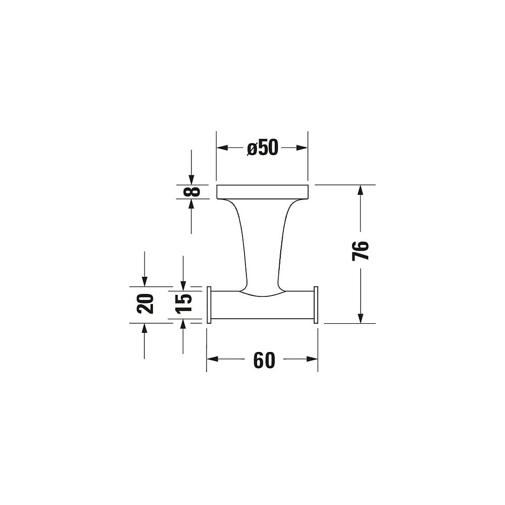 Duravit Starck T Handtuchhaken 76x60x50mm, Edelstahl gebürstet... DURAVIT-0099307000 4067116086768 (Abb. 4)